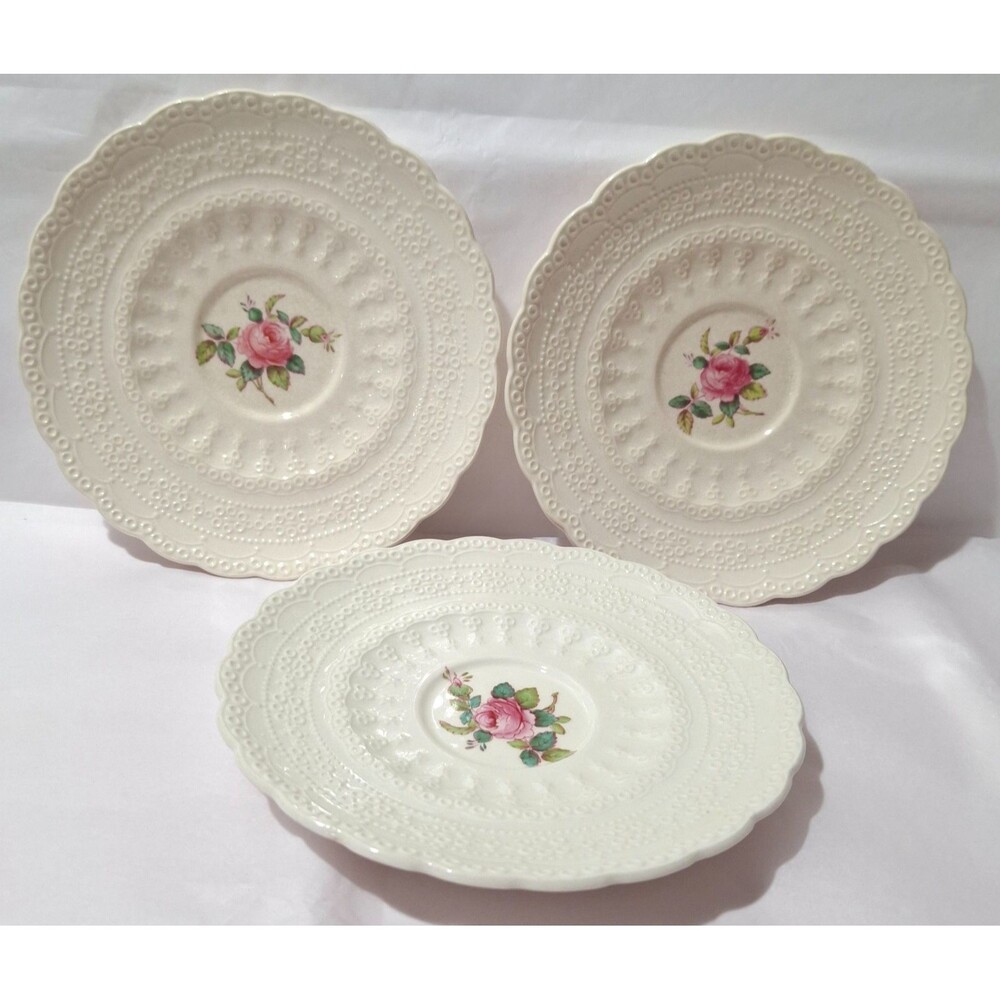 3 VTG Spode's Jewel Copeland Billingsley Rose Saucers 5 3/4" England Mixed Stamp